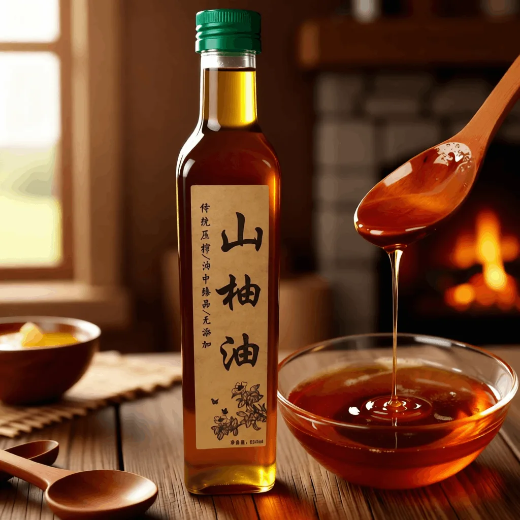 老树山柚油 500ml 食用油倾倒场景